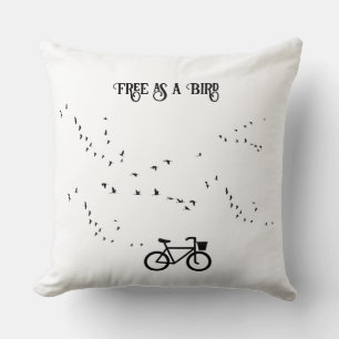 Coussin La vie cycliste libre comme un oiseau Art noir et