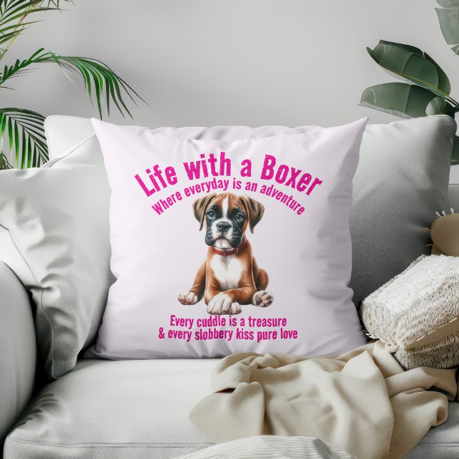 Coussin La vie de chien Boxer pleine d'aventures (Créateur téléchargé)
