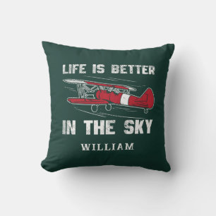 Coussin La vie de pilote est meilleure dans les cieux Retr