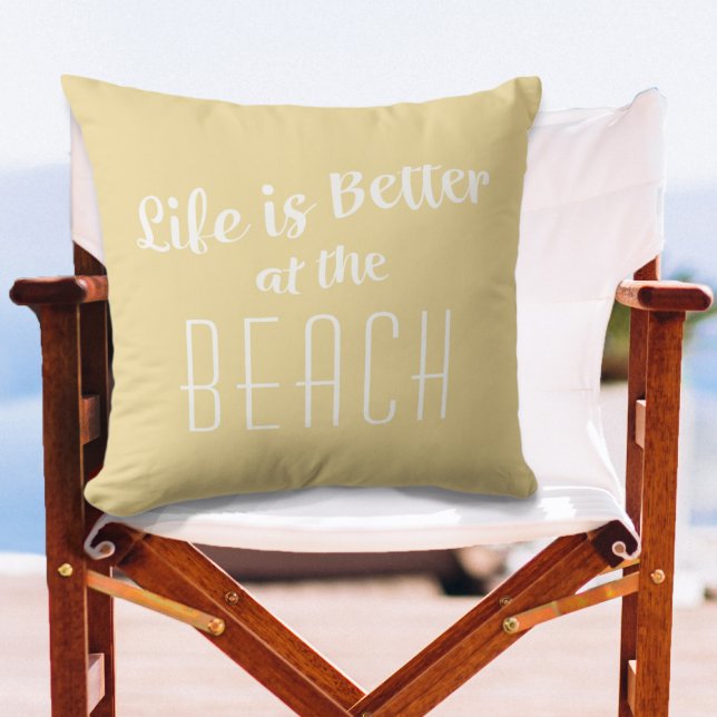 Coussin La vie de plage est meilleure Mignon Marin Côtes J (Créateur téléchargé)