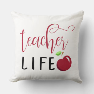 Coussin la vie d'enseignant pomme rouge enseignants
