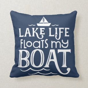 Coussin La vie du lac Flotte mon bateau bleu