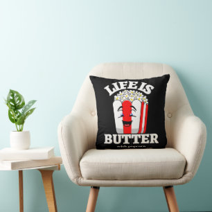 Coussin La vie est beurrée avec du pop-corn
