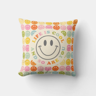 Coussin La vie est Cool heureux visage souriant Emoji