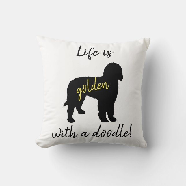 Coussin La vie est d'or avec un carreau de griffonnage (Recto)