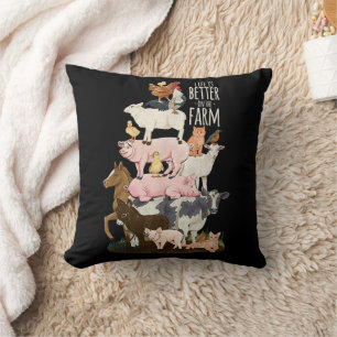 Coussin La vie est meilleure à la ferme, Animaux mignons,