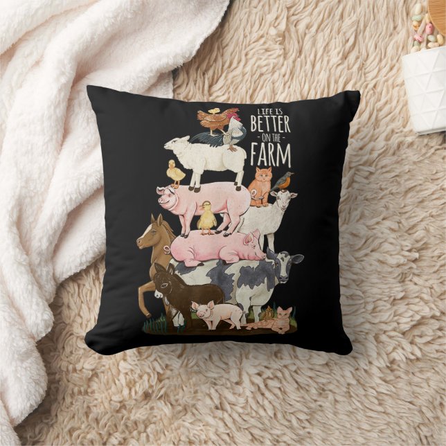 Coussin La vie est meilleure à la ferme, Animaux mignons,  (Couverture)