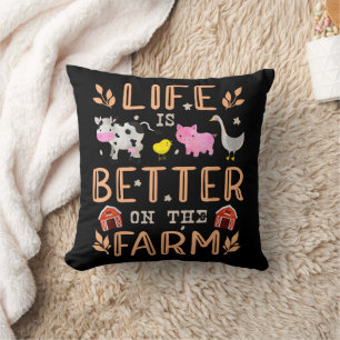 Coussin La vie est meilleure à la ferme Animaux mignons ag