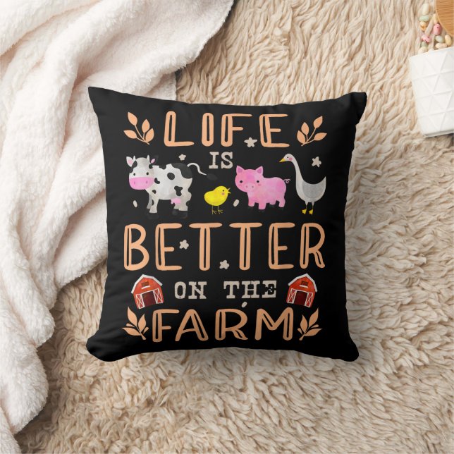 Coussin La vie est meilleure à la ferme Animaux mignons ag (Couverture)