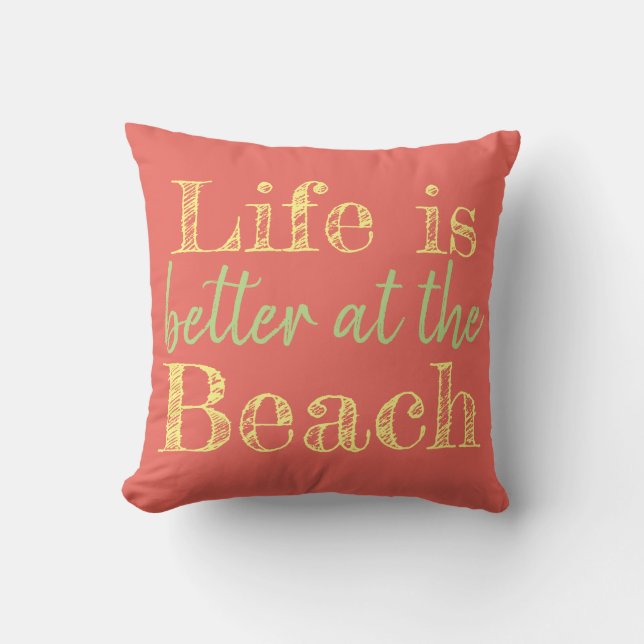 COUSSIN LA VIE EST MEILLEURE À LA PLAGE (Recto)