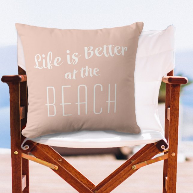 Coussin La vie est meilleure à la plage Citation moderne c (Créateur téléchargé)