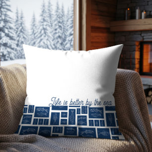 Coussin La vie est meilleure au bord de la mer motif de po