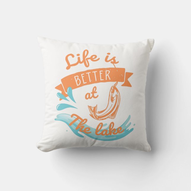 Coussin la vie est meilleure au lac (Recto)
