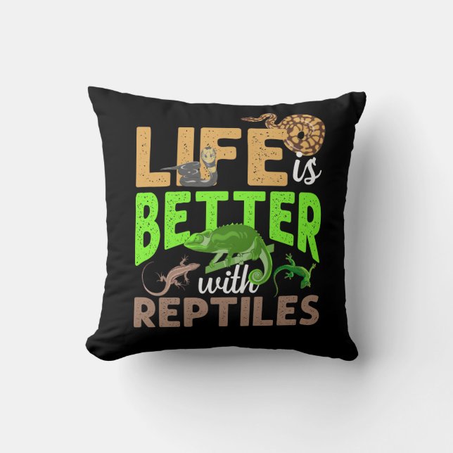 Coussin La vie est meilleure avec les reptiles Gecko Chame (Recto)