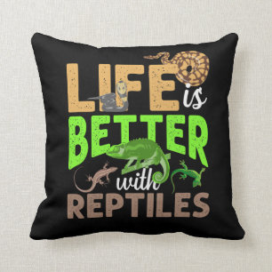 Coussin La vie est meilleure avec les reptiles Gecko Chame