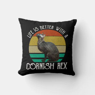 Coussin La vie est meilleure avec un Cornish Rex