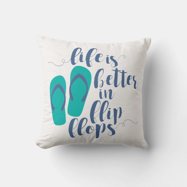 Coussin La vie est meilleure dans les tongs (Recto)