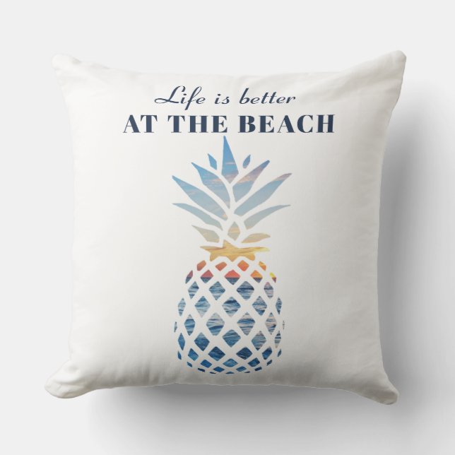 Coussin La vie est meilleure Plage Ananas Vacances en fami (Recto)