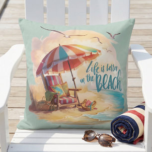 Coussin La vie est meilleure sur la côte Esthétique côtièr