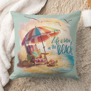 Coussin La vie est meilleure sur la plage Esthétique côtiè
