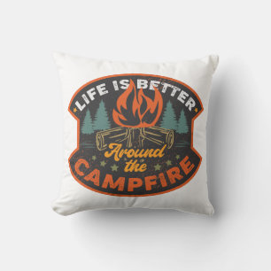 Coussin La Vie Est Mieux Autour Du Feu De Campagne