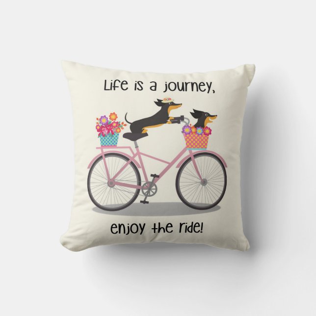 Coussin La vie est un voyage à bicyclette pour les Doxys d (Recto)