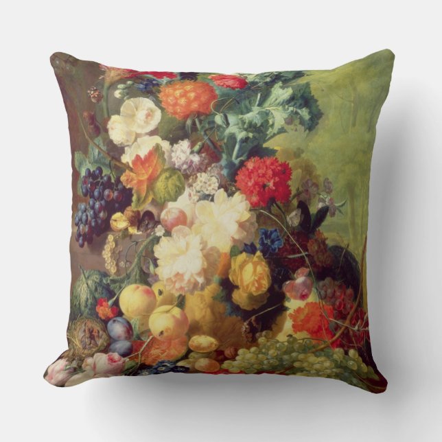 Coussin La vie toujours avec les fleurs et le fruit (Recto)