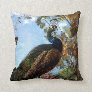 Coussin La vie toujours avec les fleurs et l'oiseau de