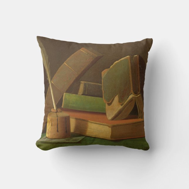 Coussin La vie toujours avec les livres et le puits (Recto)