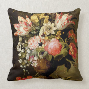 Coussin La vie toujours des fleurs dans un vase avec un