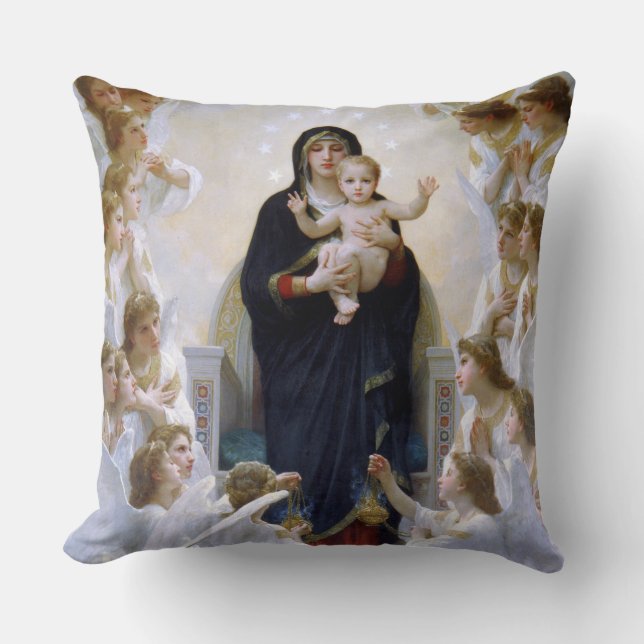 Coussin La Vierge aux anges par William Bouguereau (Recto)