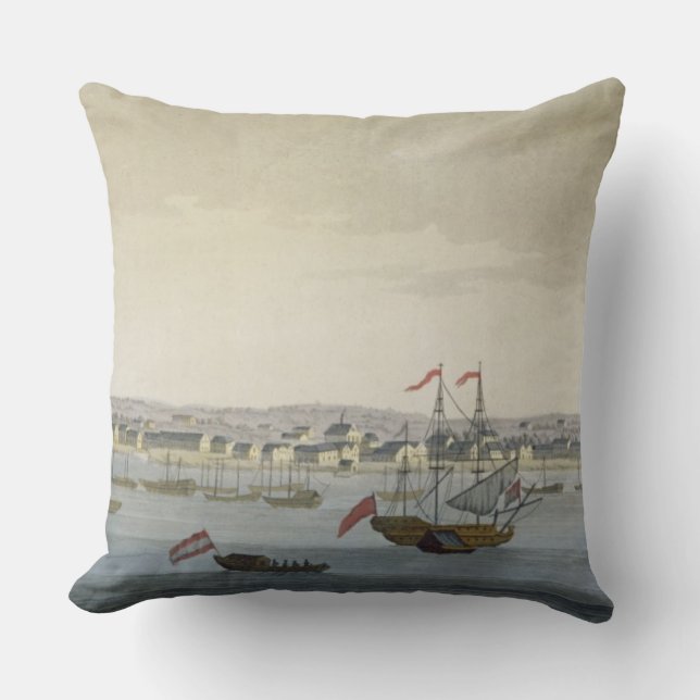 Coussin La ville de Paramaribo (gravure de couleur) (Recto)