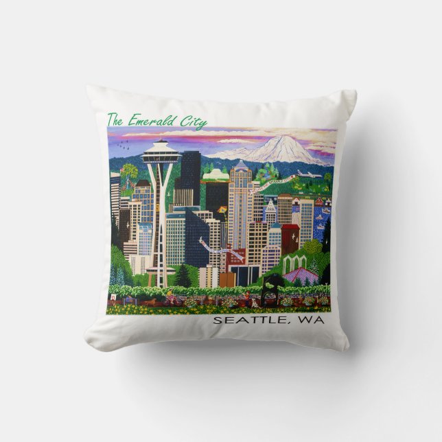 Coussin La ville d'Emeraude Seattle (Recto)