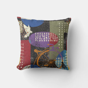 Coussin La ville grogne abstrait, sans couture motif vinta