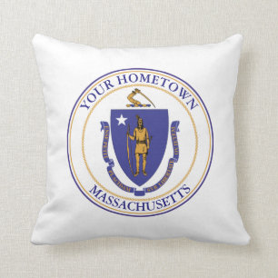 Coussin La ville natale du Massachusetts personnalisent