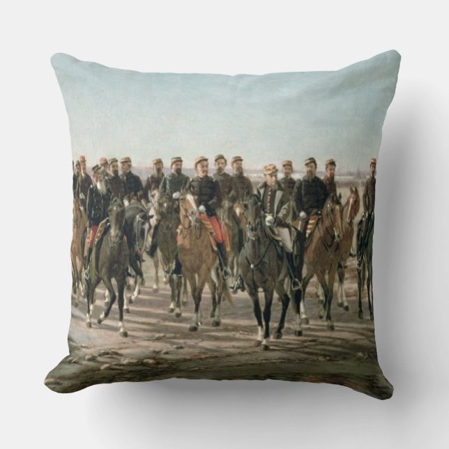 Coussin La visite au nègre de rivière par le Général Julio (Recto)