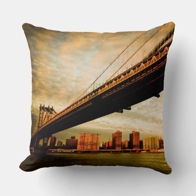 Coussin La vue de pont de Manhattan du côté de Brooklyn (Recto)