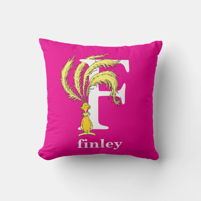 Coussin L'ABC de Dr Seuss : Lettre F - Blanc | Ajoutez vot (Recto)