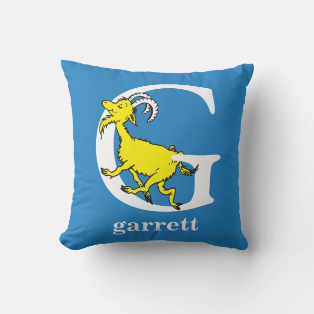 Coussin L'ABC de Dr Seuss : Lettre G - Blanc | Ajoutez vot (Recto)