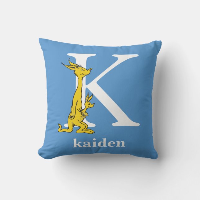 Coussin L'ABC de Dr Seuss : Lettre K - Blanc | Ajoutez vot (Recto)