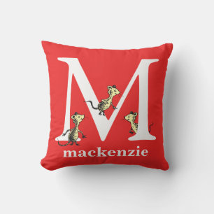 Coussin L'ABC de Dr Seuss : Lettre M - Blanc Ajoutez vot
