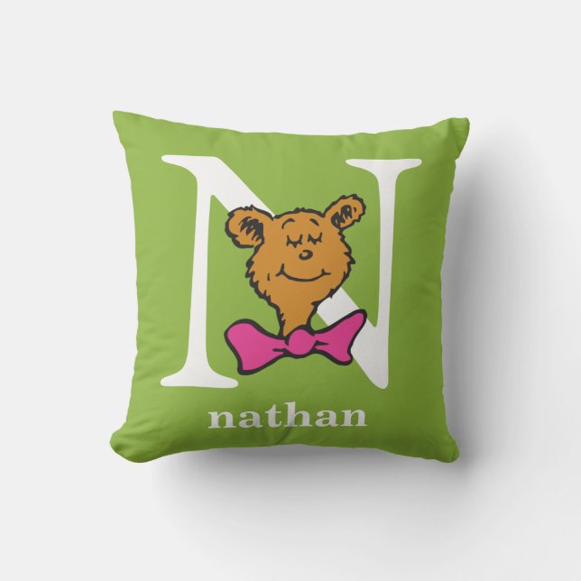 Coussin L'ABC de Dr Seuss : Lettre N - Blanc | Ajoutez vot (Recto)
