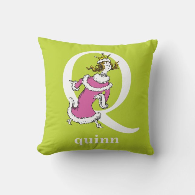 Coussin L'ABC de Dr Seuss : Lettre Q - Blanc | Ajoutez vot (Recto)