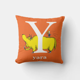 Coussin L'ABC de Dr Seuss : Lettre Y - Blanc Ajoutez vot