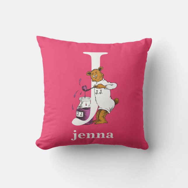 Coussin L'ABC du Dr Seuss : Lettre J - Blanc | Ajoutez vot (Recto)