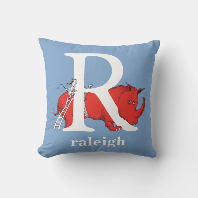Coussin L'ABC du Dr. Seuss : Lettre R - Blanc | Ajoutez vo (Recto)