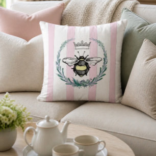 Coussin L'abeille de la Couronne en couronne Pink & Whit