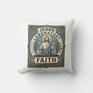 Coussin Laboratoire Jésus Étiquette Foi Jésus Laboratoire