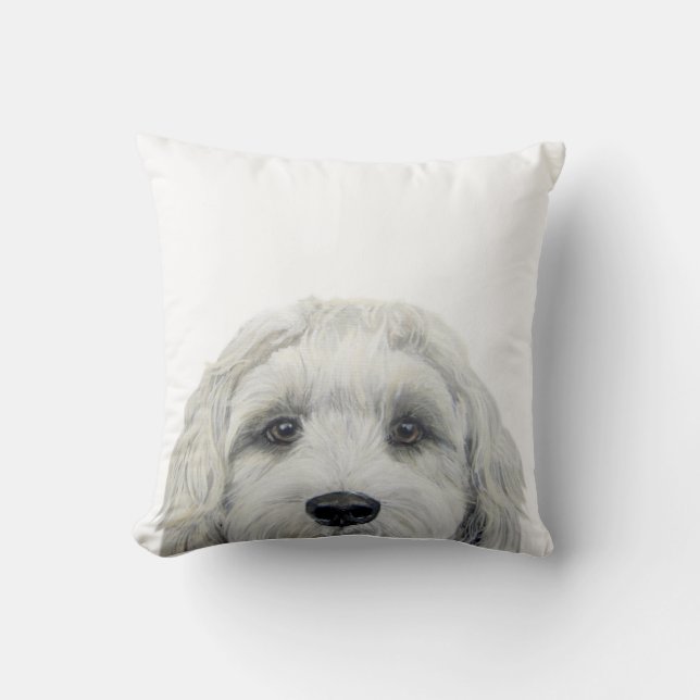 Coussin Labradoodle blanc Peinture originale de miart (Recto)