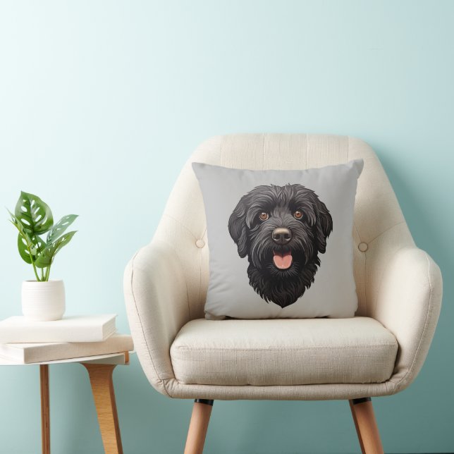 Coussin Labradoodle Chien noir (Chaise)